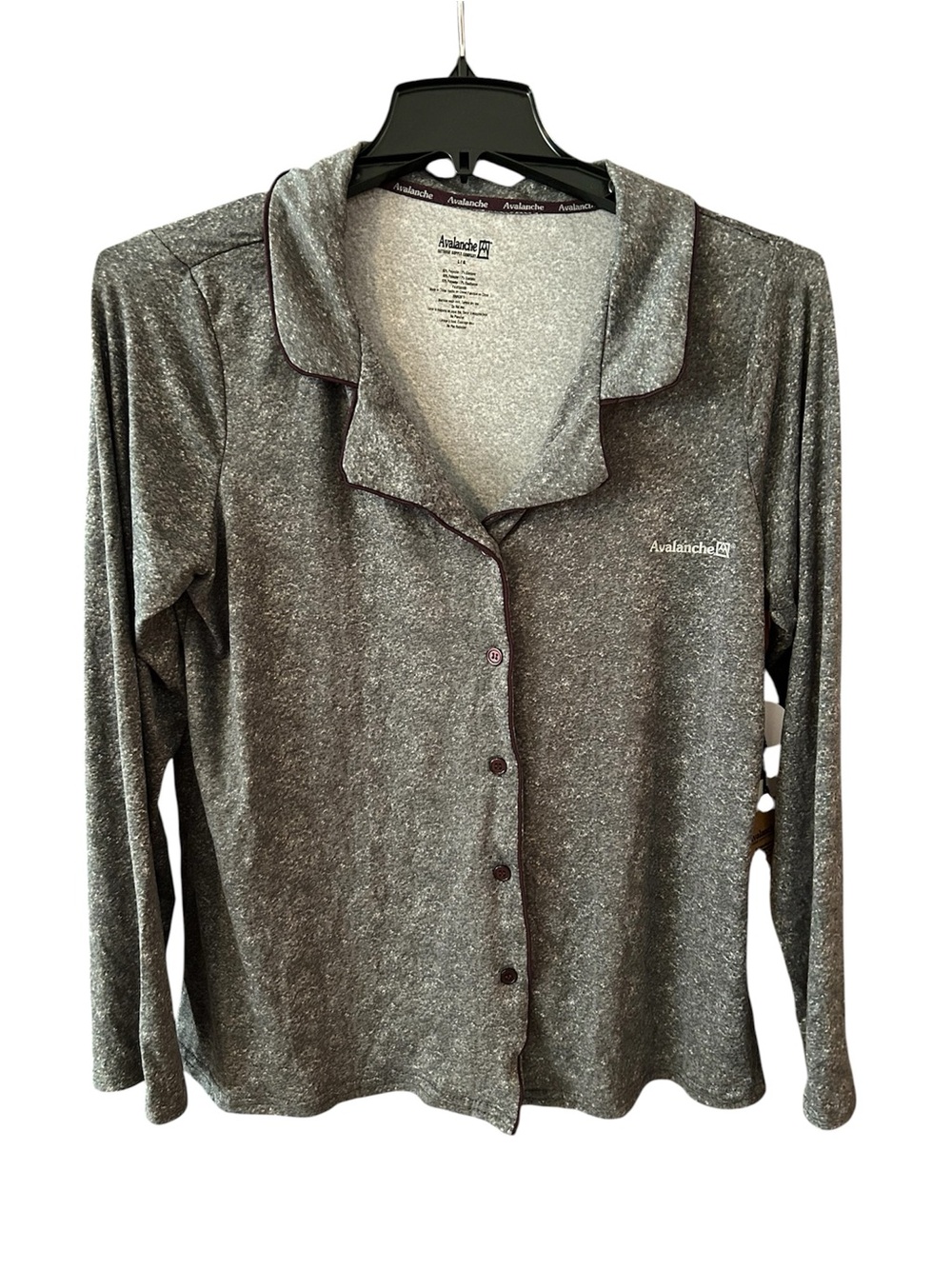 Avalanche Heather Gray Button-Front Women's Top Pajama Set